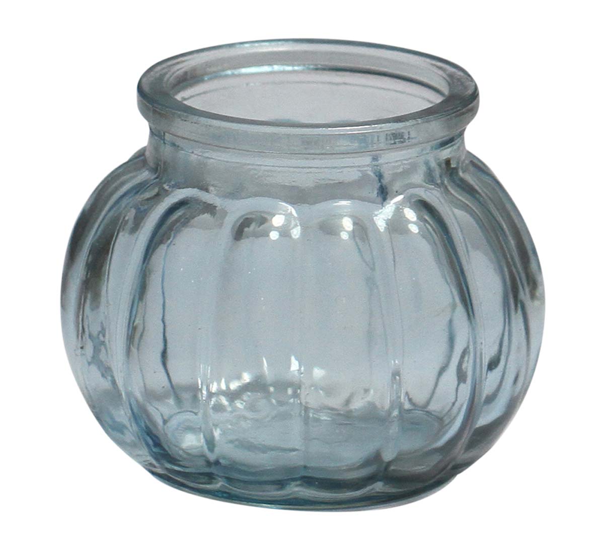 Bulk Wholesale Handmade Transparent Pot-Shaped Glass Tea-Light Holder / Candle Holder with Ribbed Pattern – Antique-Look Décor from India