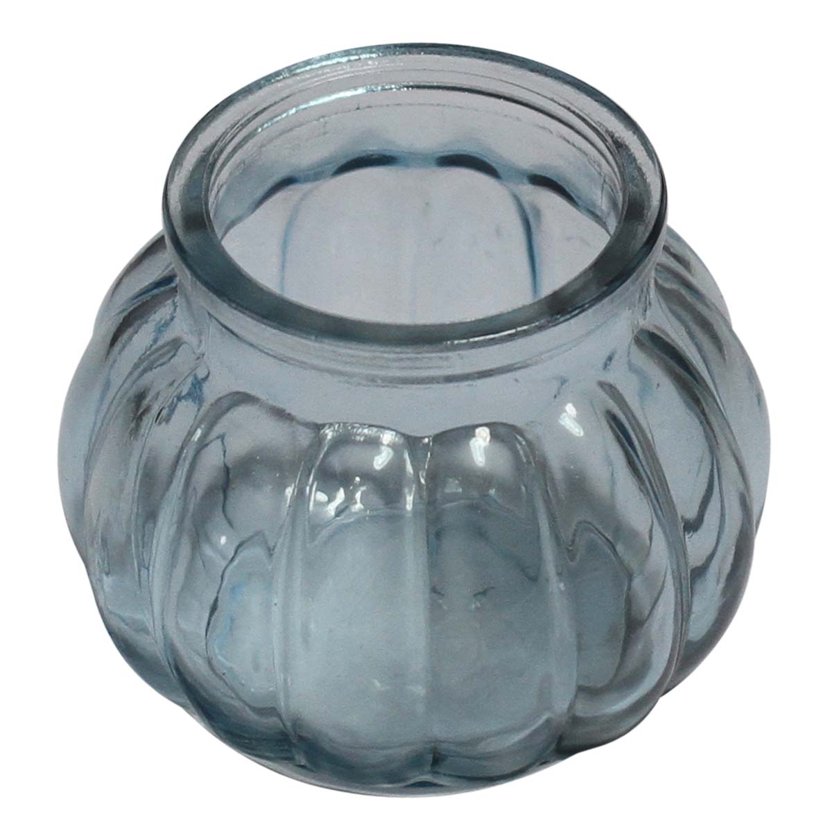 Bulk Wholesale Handmade Transparent Pot-Shaped Glass Tea-Light Holder / Candle Holder with Ribbed Pattern – Antique-Look Décor from India