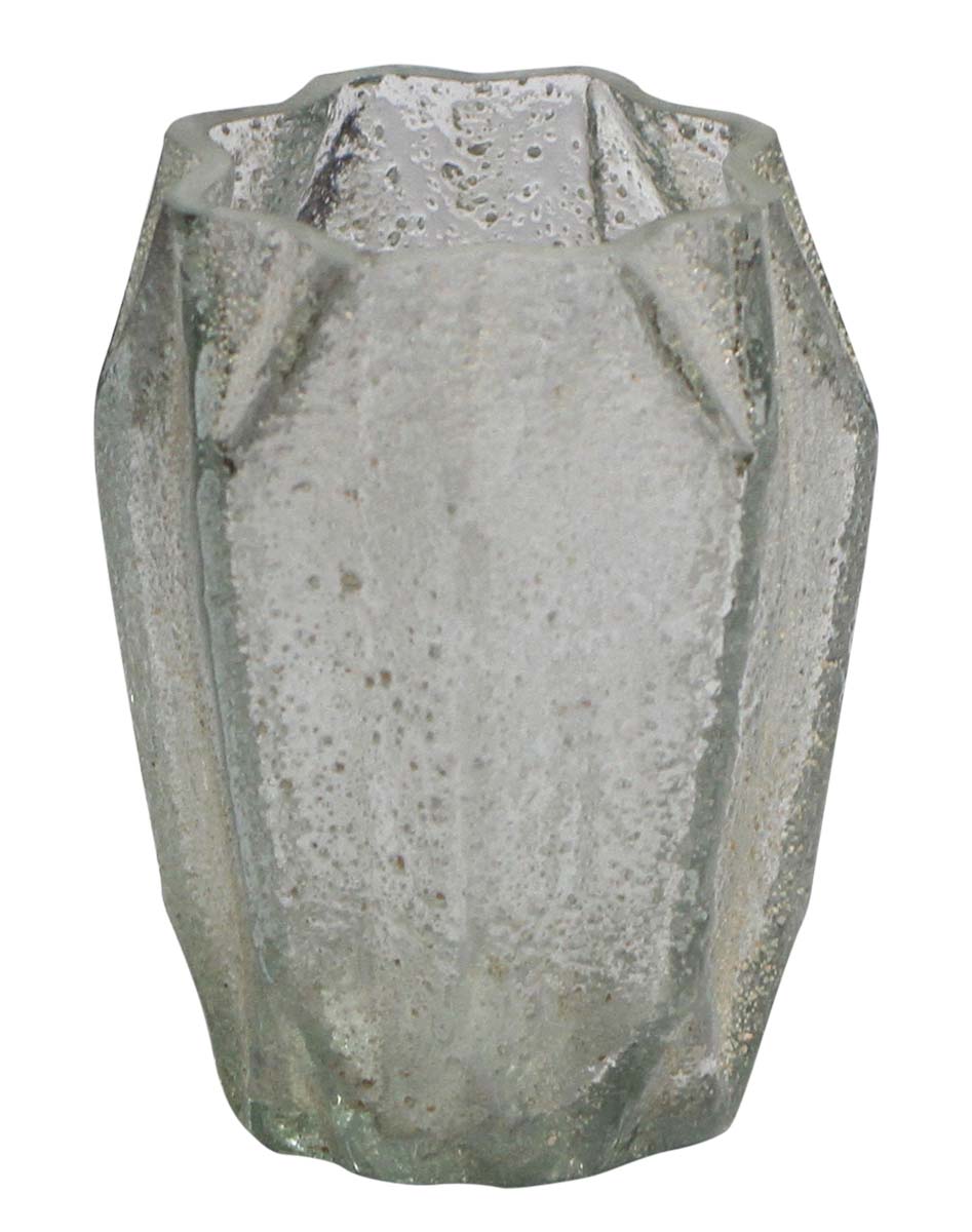 Wholesale Handmade Transparent Glass Tea-Light Holder / Candle Stand with Frosted Grainy Texture - Antique-Look Décor from India