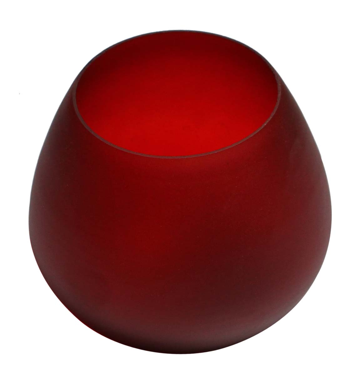 Bulk Wholesale Handmade Oval-Shaped Glass Tea-Light Holder / Candle Holder in Rich Red Color – Antique-Look Décor from India