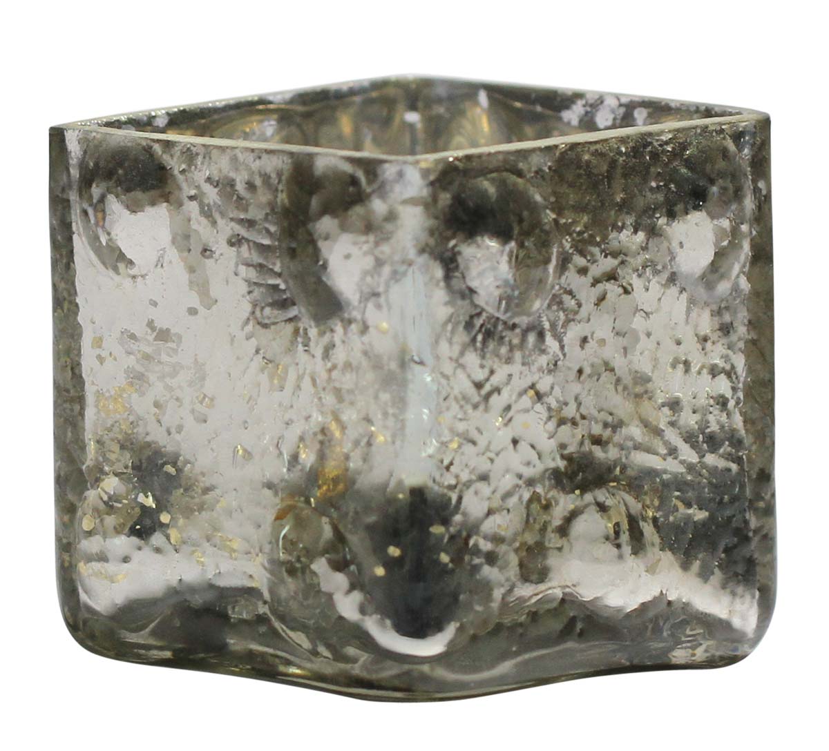 Bulk Wholesale Hand-Blown Glass Tea-Light / Candle Holder with Small Circles in Dull Golden & Metallic Silver Color – Artistic Home Décor from India