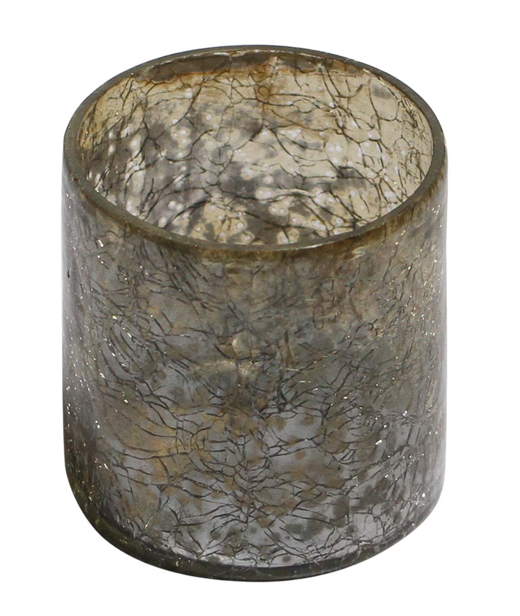 Bulk Wholesale Handmade Glass Tea-Light Holder / Candle Holder with Crackled Impressions and Antique-Look Finishing – Home Décor from India