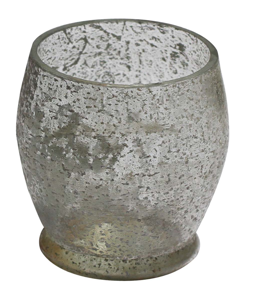 Bulk Wholesale Handmade Tea-Light / Candle Holder with Grainy Texture in Pot-Shaped Frosted Glass – Antique-Look Home Décor from India