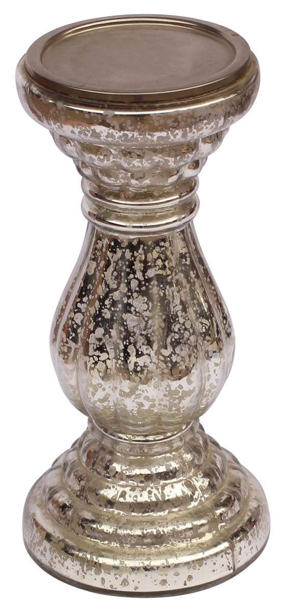 Glass Candle Stand in Silver Color – 9” Pillar Tea-Light Holder – Christmas / Home Decorations / Party Décor from India - Buy in Bulk Wholesale