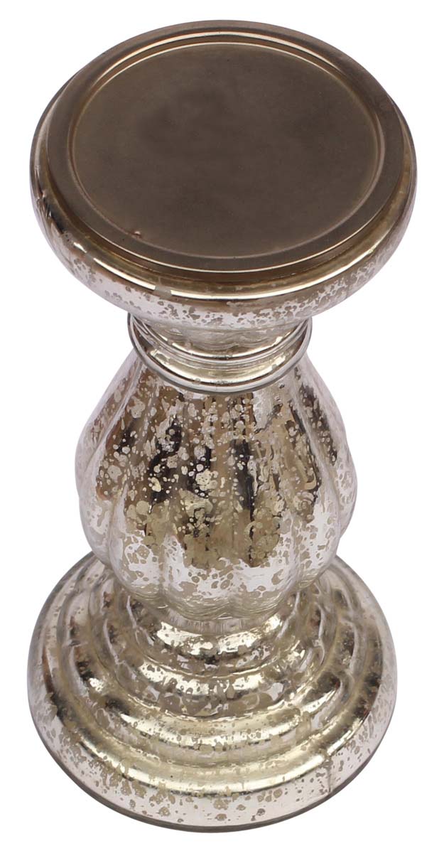 Glass Candle Stand in Silver Color – 9” Pillar Tea-Light Holder – Christmas / Home Decorations / Party Décor from India - Buy in Bulk Wholesale