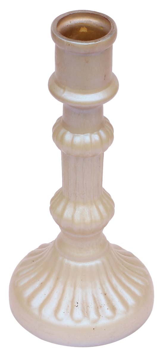 Hand-Blown Glass Candle Stand in Dull Golden Color with Ribbed Pattern & Round Base – 7.5” Pillar Tea-Light Holder – Christmas / Home Decorations / Party Décor from India - Buy in Bulk Wholesale
