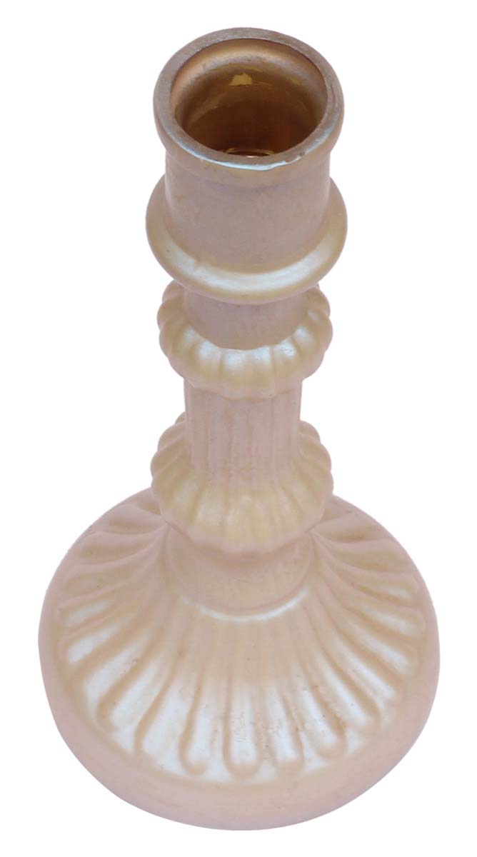 Hand-Blown Glass Candle Stand in Dull Golden Color with Ribbed Pattern & Round Base – 7.5” Pillar Tea-Light Holder – Christmas / Home Decorations / Party Décor from India - Buy in Bulk Wholesale