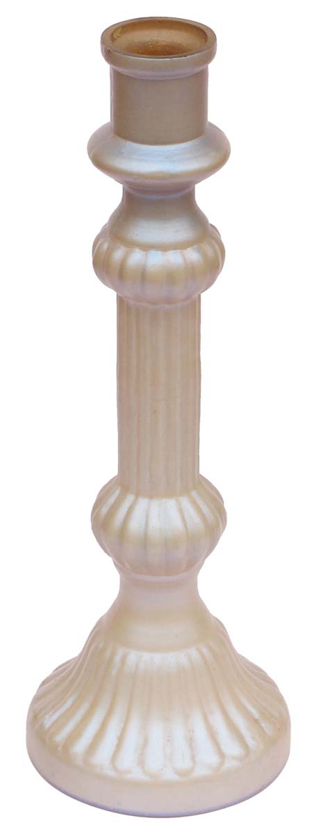 Hand-Blown Glass Candle Stand in Dull Golden Color with Ribbed Pattern & Round Base – 10” Pillar Tea-Light Holder – Christmas / Home Decorations / Party Décor from India - Buy in Bulk Wholesale