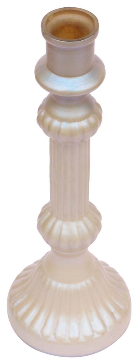 Hand-Blown Glass Candle Stand in Dull Golden Color with Ribbed Pattern & Round Base – 10” Pillar Tea-Light Holder – Christmas / Home Decorations / Party Décor from India - Buy in Bulk Wholesale