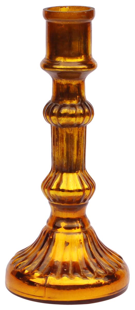 Hand-Blown Glass Candle Stand in Mustard Color with Ribbed Pattern & Round Base – 7.5” Pillar Tea-Light Holder – Christmas / Home Decorations / Party Décor from India - Buy in Bulk Wholesale