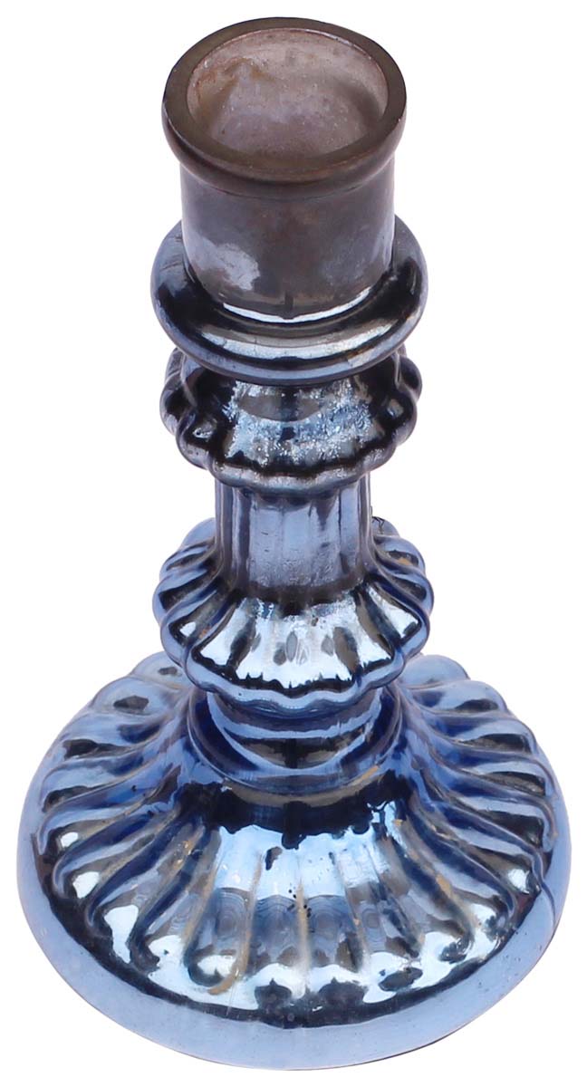 Hand-Blown Glass Candle Stand in Purple Color with Ribbed Pattern & Round Base – 6” Pillar Tea-Light Holder – Christmas / Home Decorations / Party Décor from India - Buy in Bulk Wholesale