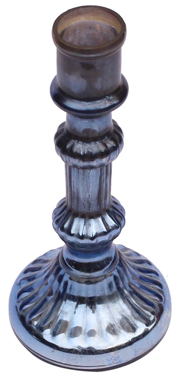 Hand-Blown Glass Candle Stand in Purple Color with Ribbed Pattern & Round Base – 7.5” Pillar Tea-Light Holder – Christmas / Home Decorations / Party Décor from India - Buy in Bulk Wholesale