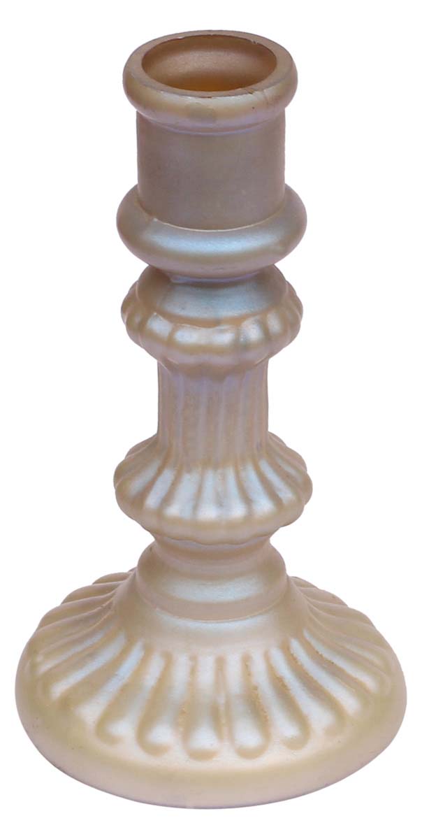 Hand-Blown Glass Candle Stand in Dull Golden Color with Ribbed Pattern & Round Base – 6” Pillar Tea-Light Holder – Christmas / Home Decorations / Party Décor from India - Buy in Bulk Wholesale