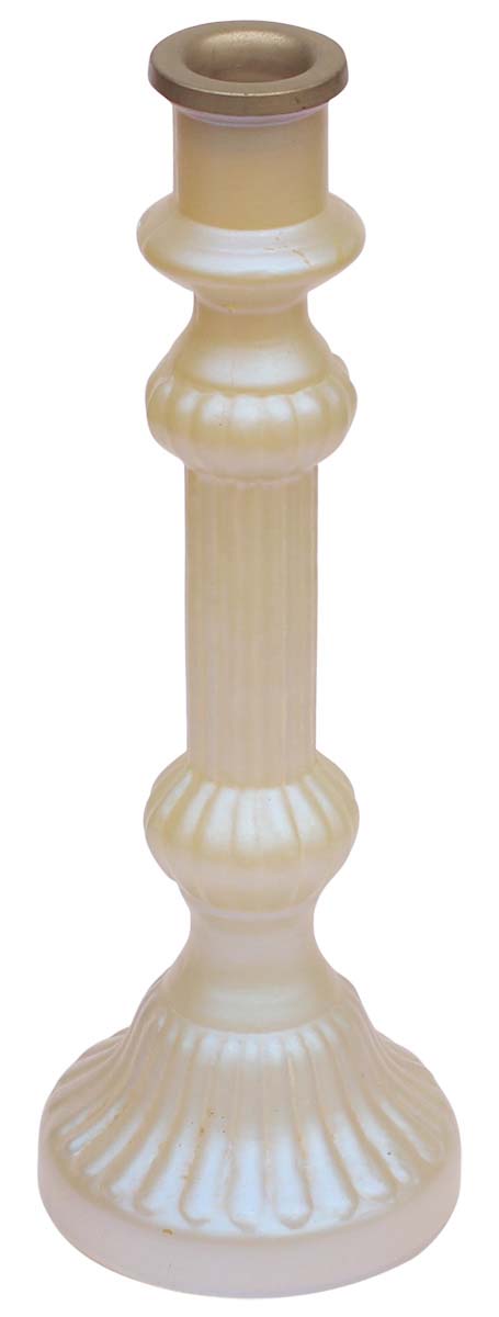 Hand-Blown Glass Candle Stand in Dull Golden Color with Ribbed Pattern & Round Base – 10” Pillar Tea-Light Holder – Christmas / Home Decorations / Party Décor from India - Buy in Bulk Wholesale
