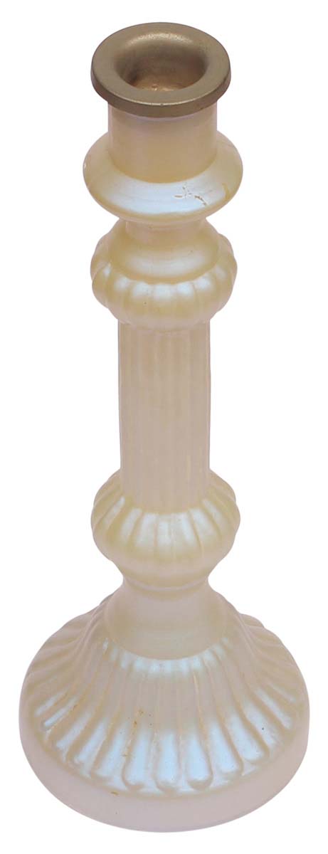 Hand-Blown Glass Candle Stand in Dull Golden Color with Ribbed Pattern & Round Base – 10” Pillar Tea-Light Holder – Christmas / Home Decorations / Party Décor from India - Buy in Bulk Wholesale
