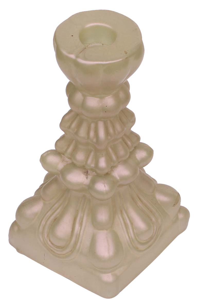 Hand-Blown Glass Candle Stand in Dull Golden Color with Ribbed Pattern & Square Base – 7” Pillar Tea-Light Holder – Christmas / Home Decorations / Party Décor from India - Buy in Bulk Wholesale