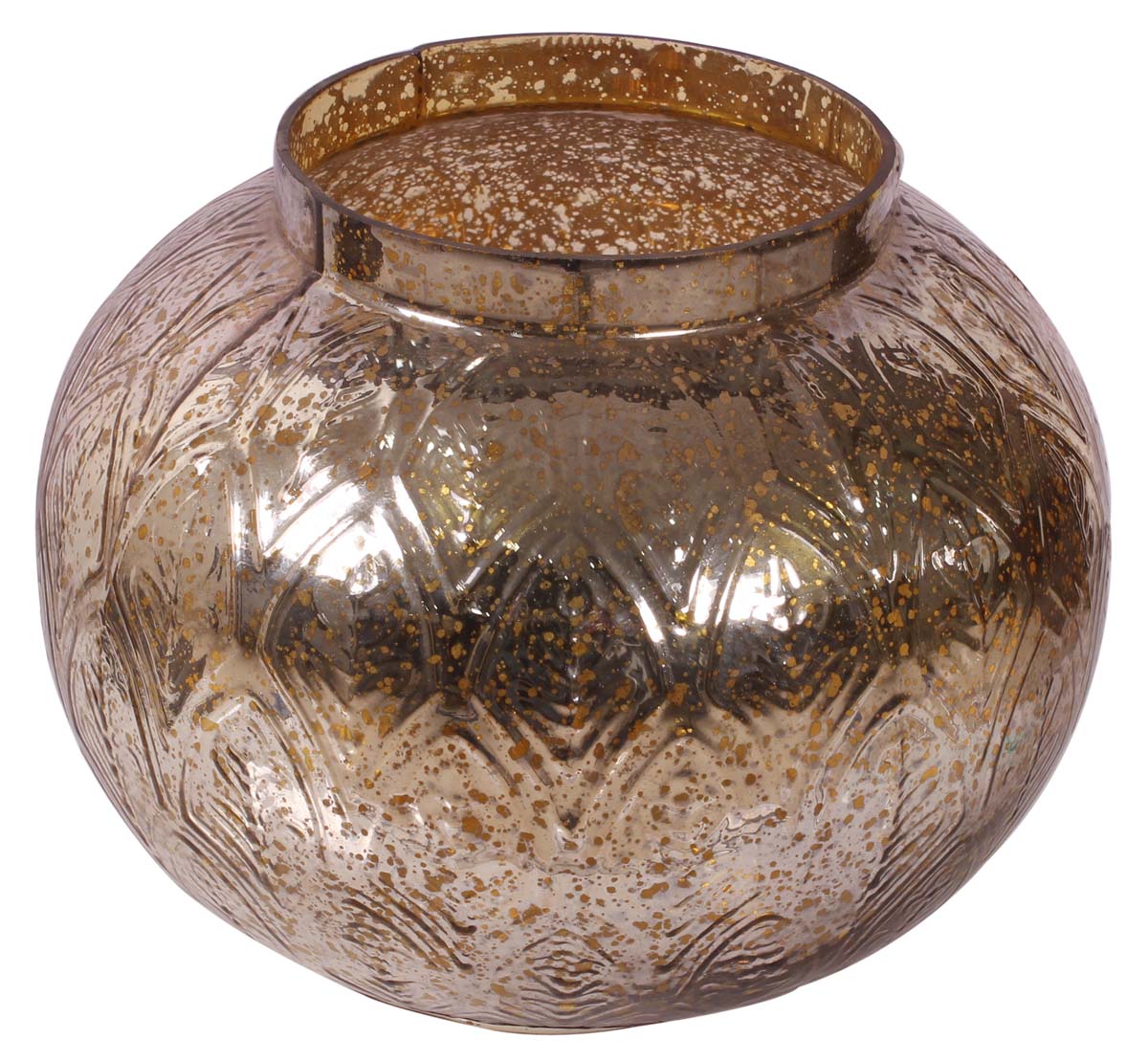 11” Decorative Pot in Mercury Glass - Silver Tone with Golden Hints - Home Decor - Buy in Bulk Wholesale
