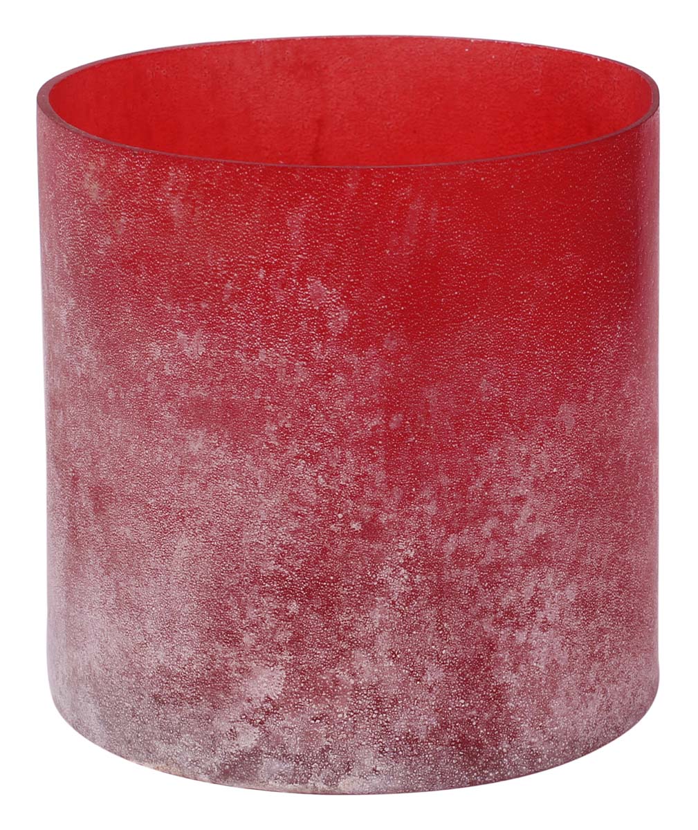 4” Decorative Round Red Tea-Light Holder in Frosted Glass – Bright Home Décor Accessories - Buy in Bulk Wholesale