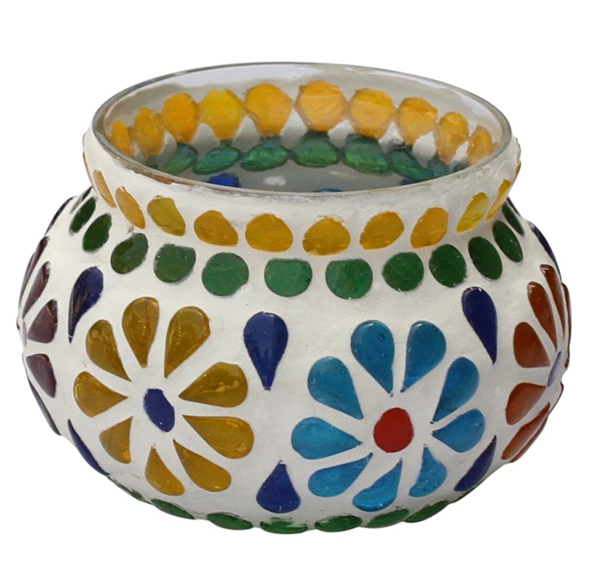 Heartfelt Gratitude - Glass Mosaic Tea-Light / Candle Holder - Decorative Multicolor Home Décor - Buy in Bulk Wholesale