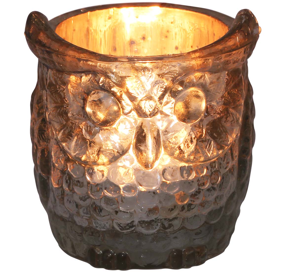  Illuminated Owl - Handmade 3" Owl Shaped Tealight Candle Holder In Silver Cut Glass - Unique Home Decorations  - Buy in Bulk Wholesale