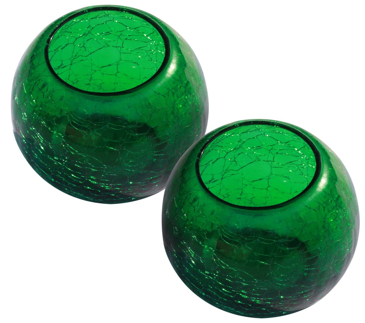 Buy in Bulk Wholesale Votive Candle Holder in Green with Crackled Glass Effect - Handmade 3.4" Round Shaped