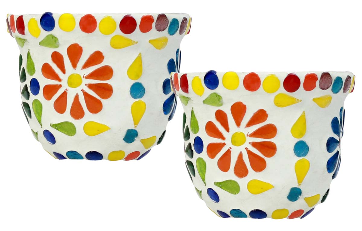 Buy in Bulk Wholesale - Glass Mosaic Tea-Light Holders - 3 Inch Buy in Bulk Wholesale - Tealight Holders Set of 2 Crackled-Effect Marine Blue – Candle / Tea Light / Votive Holders for Home Décor
