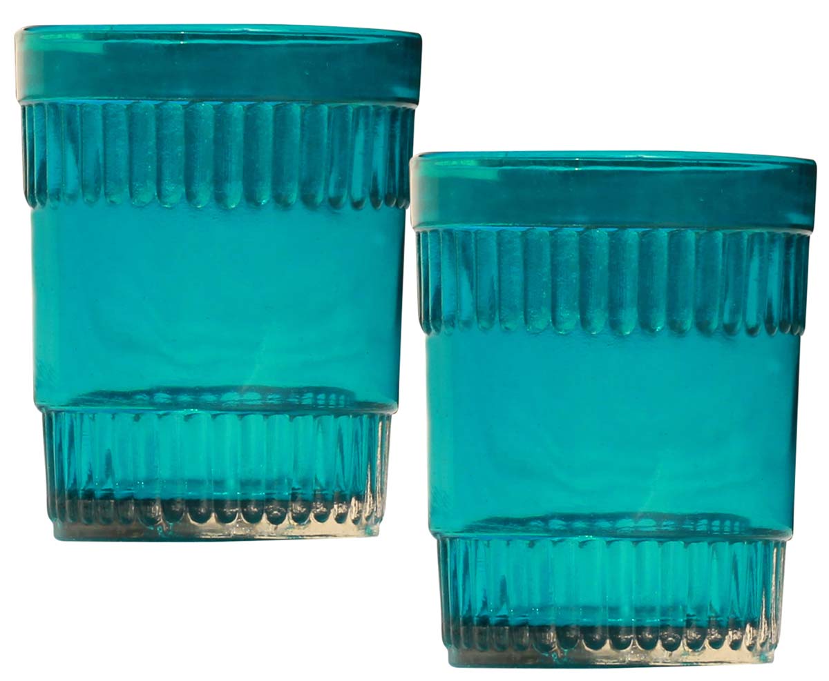  Fancy Me Blue - 2.2" Set of 2 Glass Tea light / Candle Holders - Handmade Votive Candle Holders - Table Top Essentials / Home Decor & Housewarming Gifts - Buy Wholesale