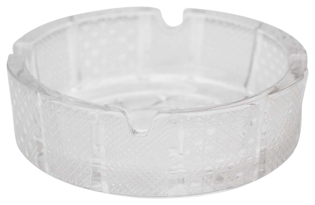 Clear Glass Round Ashtray With 4 Cigarette Slots - Buy in Bulk Wholesale Minimalistic Ashtray - Home/Office Table & Bar Accessories