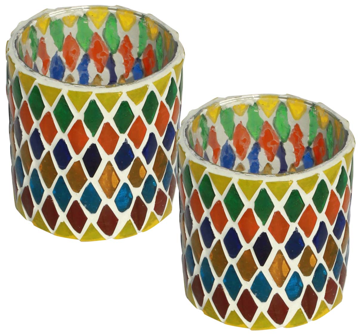 Buy in Bulk Wholesale - Tea-Light / Candle Holder 3.1” - Mosaic Glass- Handmade Colorful Votive Candle Holders – Party Decorations & Home Décor