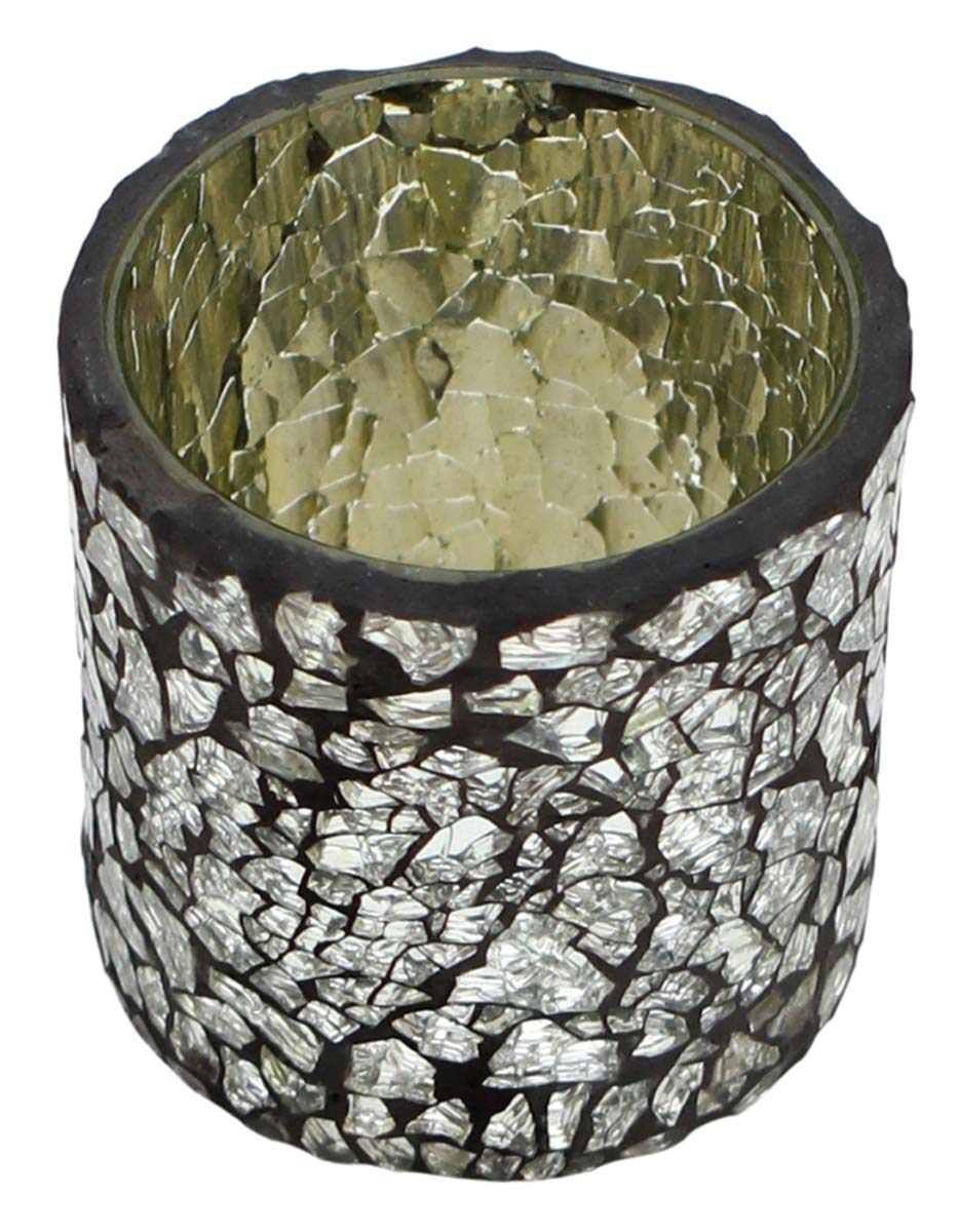  Caribbean Nights - 3.1'' Tea Light Holder in Tempered Glass with Real Silver Coating - Unique Candle Holder Decor / Home Party Decorations  - Buy in Bulk Wholesale