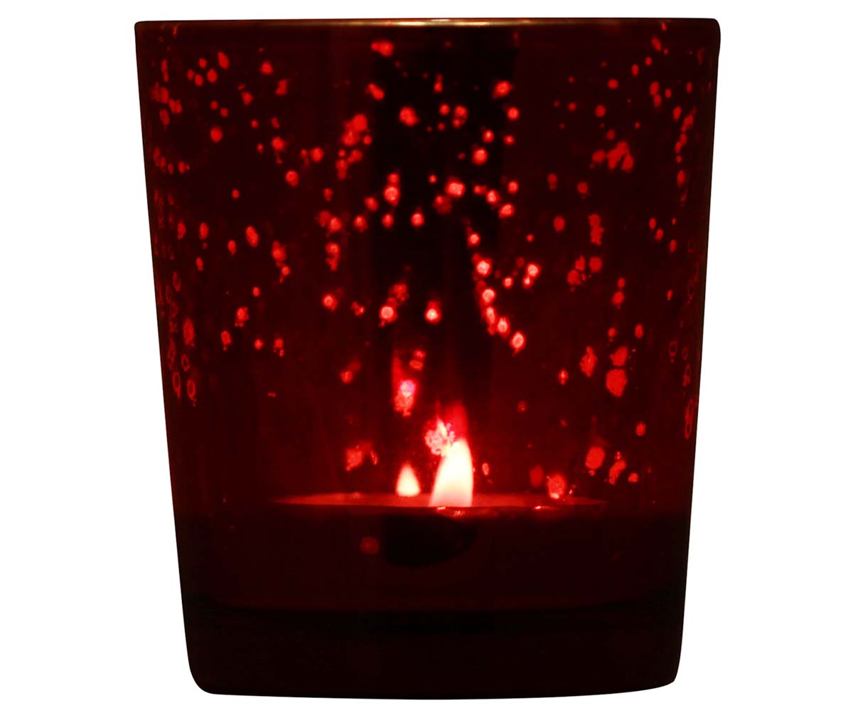 Buy in Bulk Wholesale - Handmade 3" Tea light/Candle Holder In Glass with Golden & Red Tone