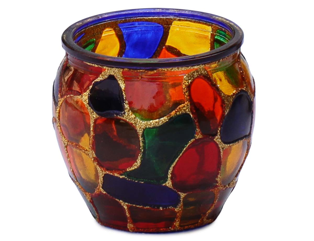 Multicolored Decorative Mosaic Glass Tea light Holder - Votive Candle Holder - Table Top Essentials / Home Décor Accessories - Buy in Bulk Wholesale