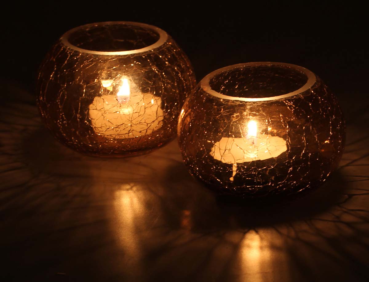 Buy in Bulk Wholesale Tea light Holder / Votive Candle Stand Handmade in Glass with Crackled Effect - Decorations Lights/Interior Decorating Items - Home Decor
