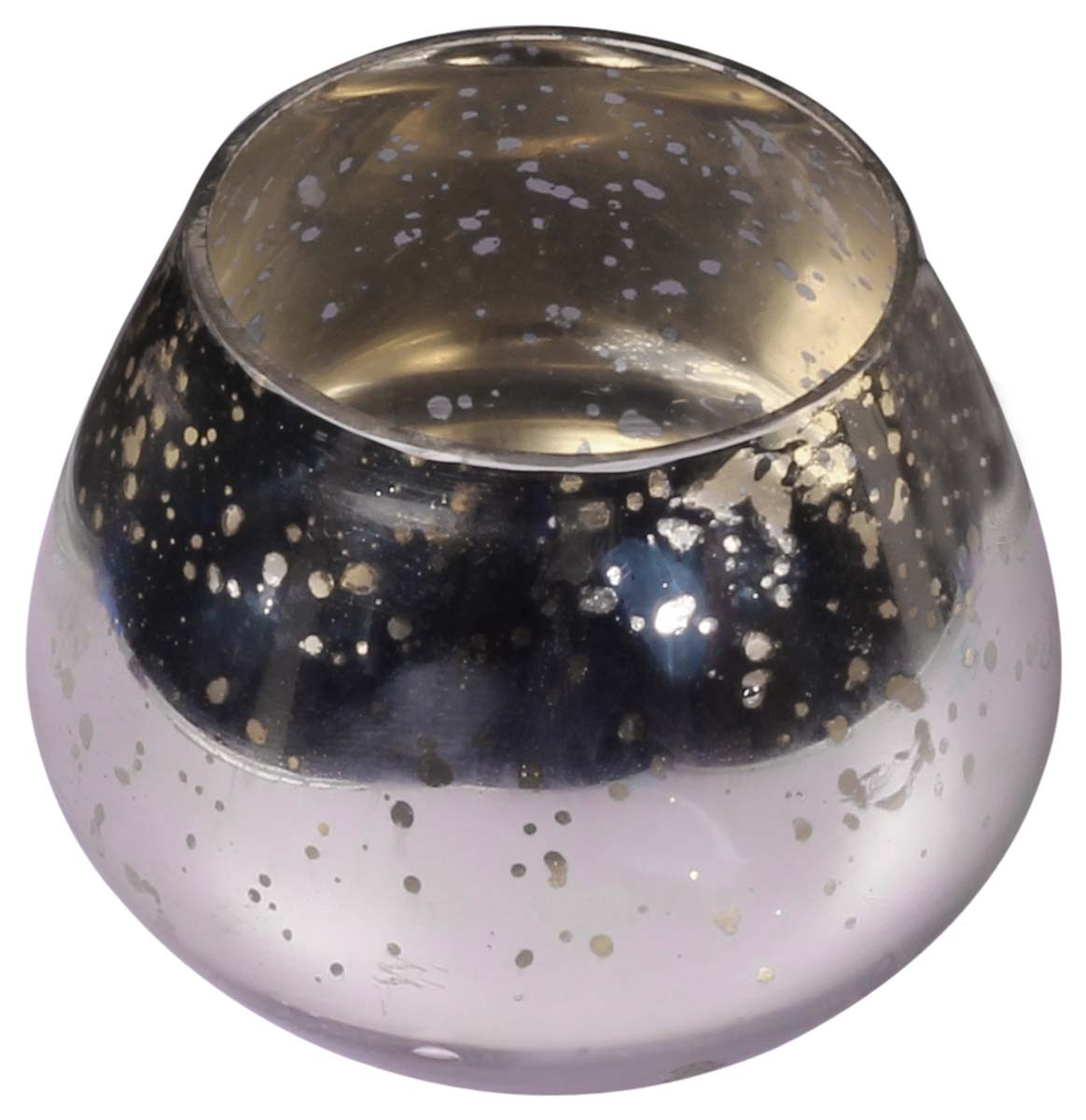 Bulk Wholesale Silver Mantra - Hand Blown Glass Tea-Light Holder - Silver-Tone Mercury Glass Holder - Home Décor Accessories / Lighting Solutions