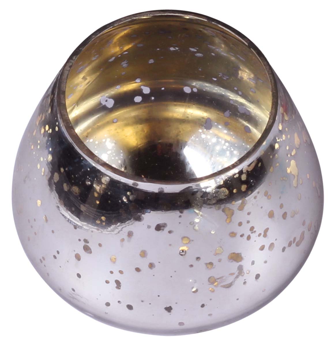 Bulk Wholesale Silver Mantra - Hand Blown Glass Tea-Light Holder - Silver-Tone Mercury Glass Holder - Home Décor Accessories / Lighting Solutions