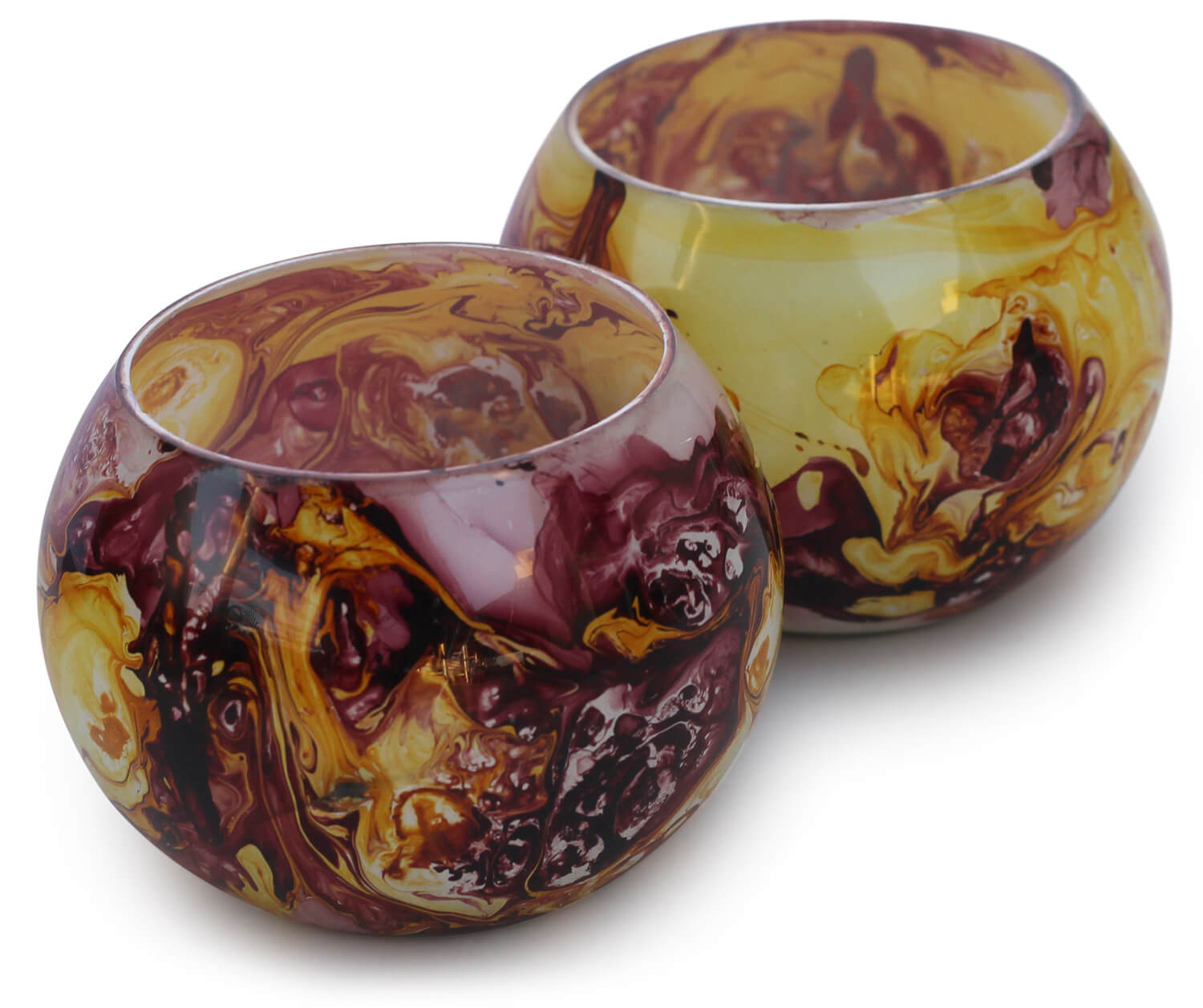 Set of 2 Glass Abstract Roli Poli T-light Candle Holder decoration for Home Living Room, Indoor Outdoor Decorations