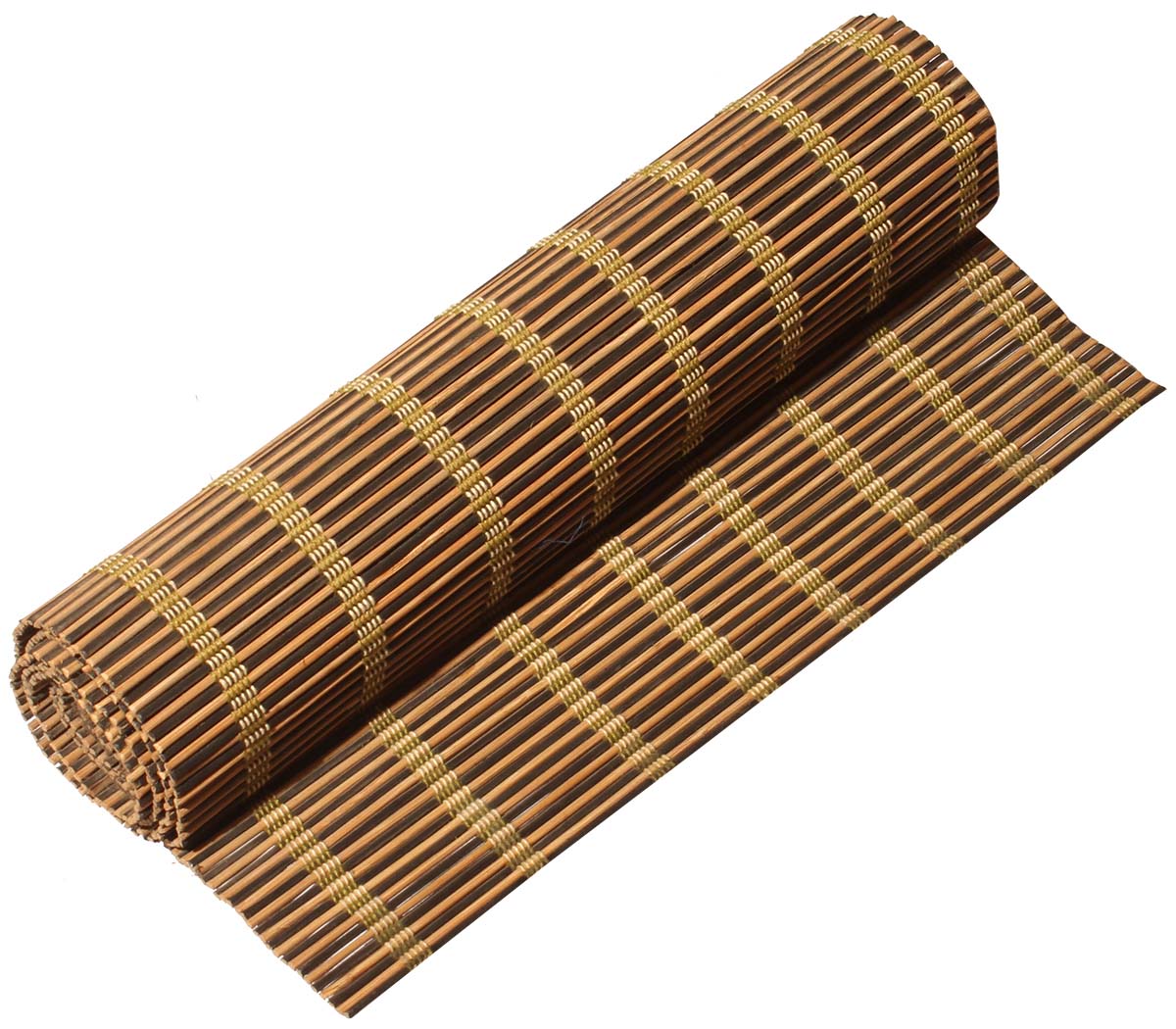Hand-Woven Window Blind – Dark & Light Brown Sticks of Bamboo – Green Thread – Eco-Friendly – Home / Office Décor - Buy in Bulk Wholesale