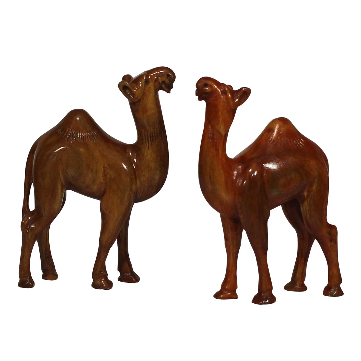 Wholesale 6” Set of 2 Wooden Camel Figurine/Sculpture in Brown Color - Bulk Buy Handmade Animal Statue & Sculptures from India - Home & Office Decor Sculptures/Figurines/Gifts