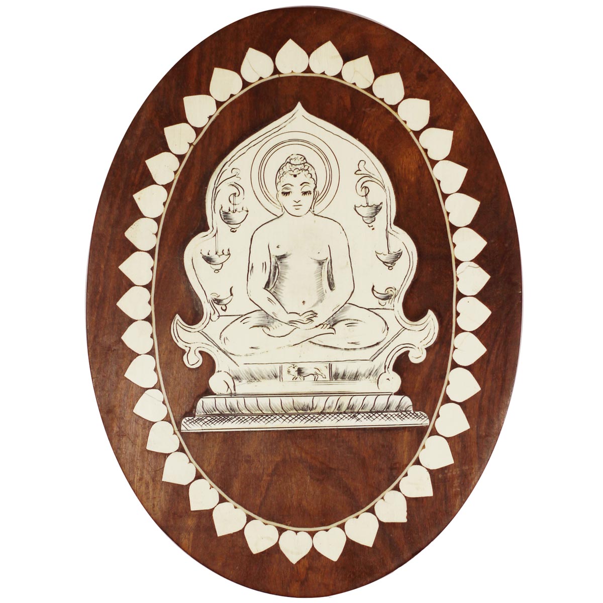 Bulk Wholesale Handmade Wall Hanging Portrait of Meditating Lord Buddha in Wood – Designed in Inlay Art – Religious Gifts from India