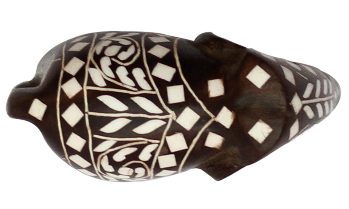 Wholesale Elephant Figurine - Buy in Bulk 3” Hand Carved Wooden Figurine/Elephant Statue Decorated with Inlay Art - Unique Animal Decor Sculpture - Royal Tusker