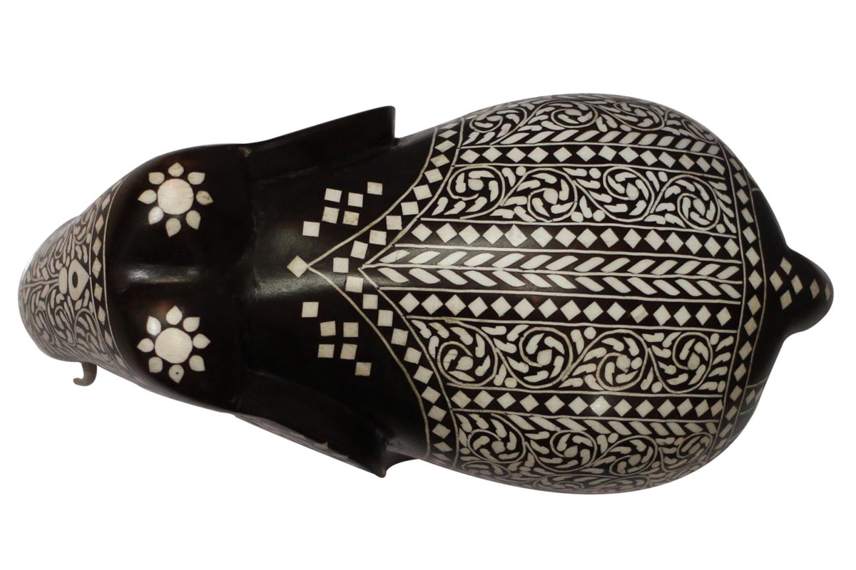 Wholesale 8” Dark Brown Elephant Figurine - Buy in Bulk 8” Hand Carved Wooden Figurine/Elephant Statue Decorated with Inlay Art - Unique Animal Decor Sculpture
