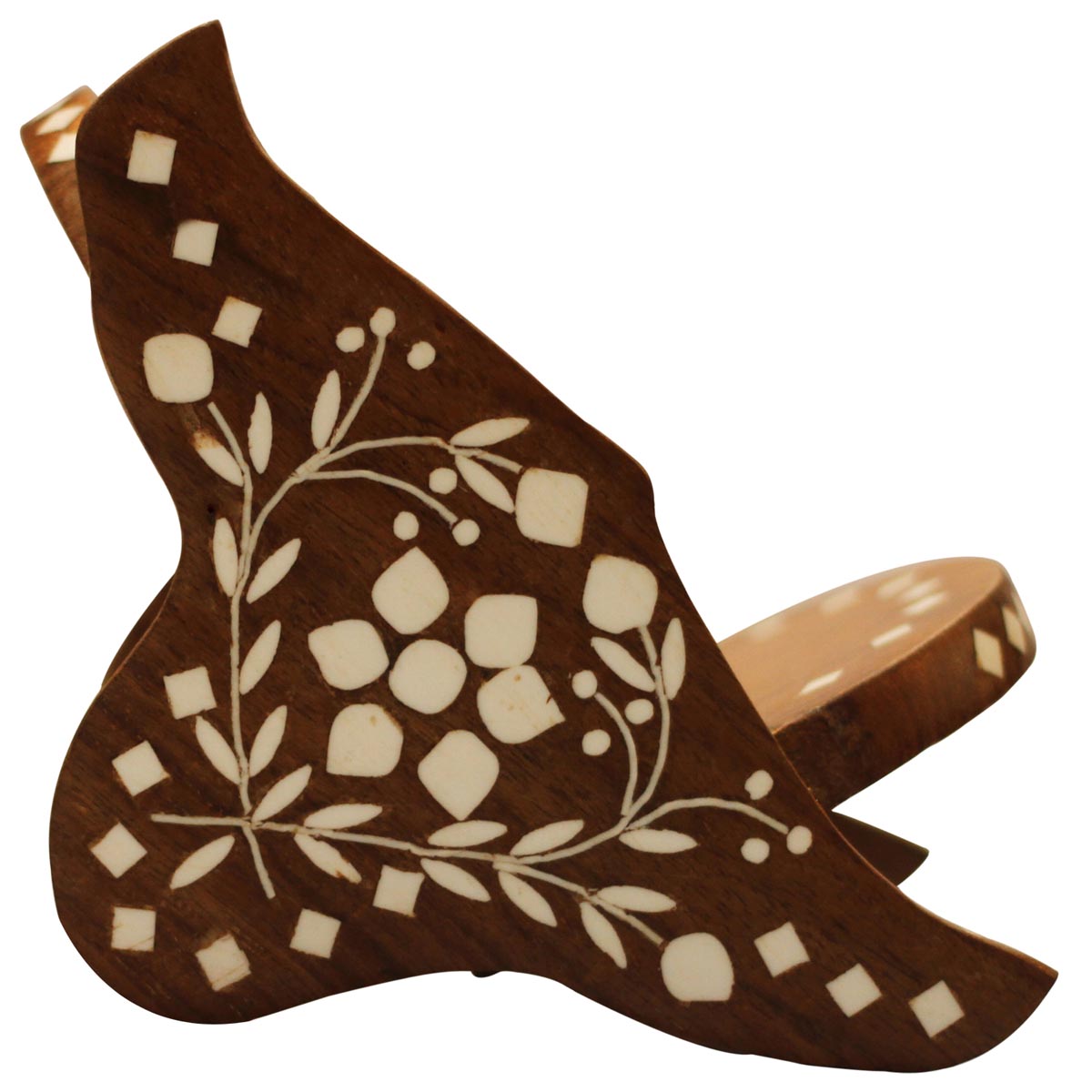 Bulk Wholesale Handmade Wooden Mobile Holder in Chair Design – Decorated with Floral Motifs in Inlay Art – Office / Desk Accessories