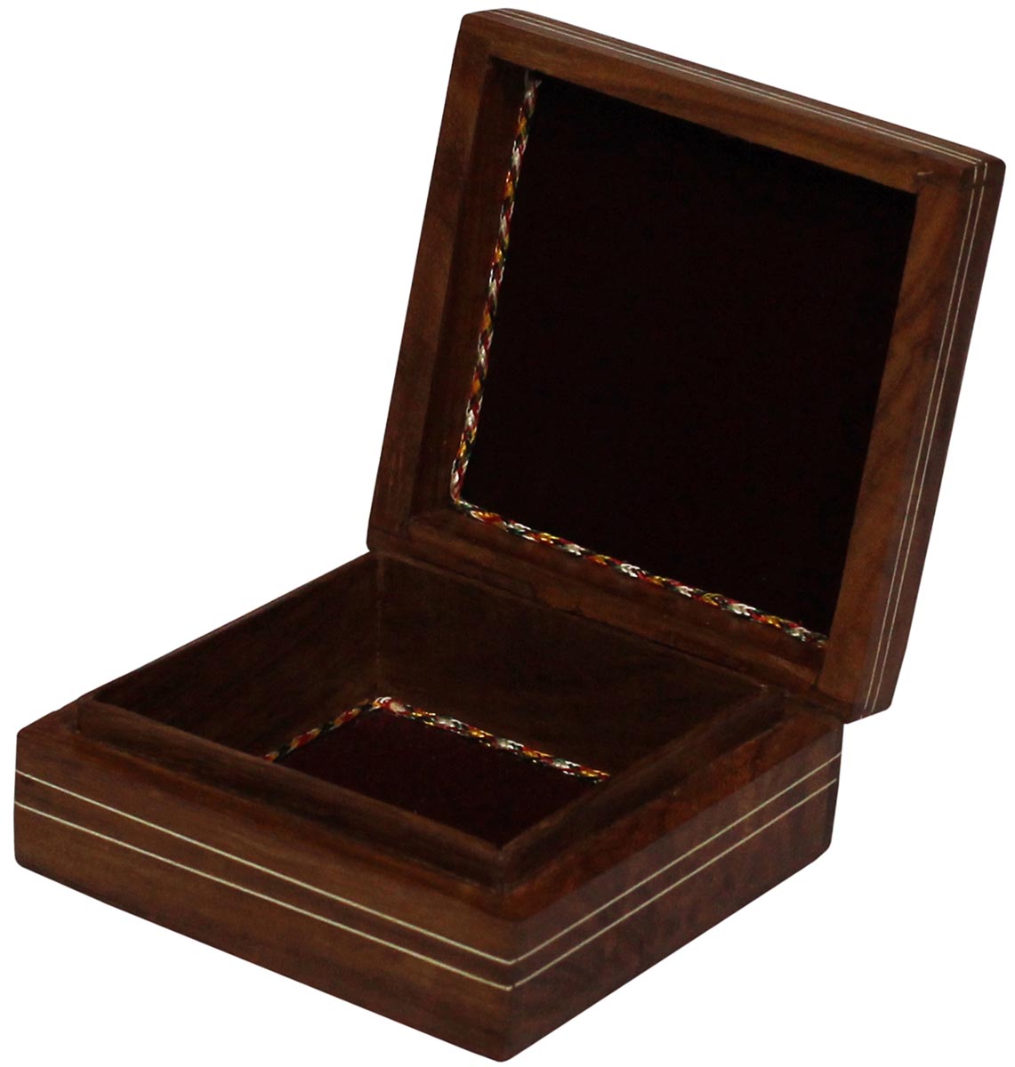 Wholesale 5” Square Shaped Wooden Jewelry Box - Bulk Buy Square Shaped Jewelry Box/Trinket Box with Intricate Elephant Motif in Acrylic Inlay Art - Jewelry Accessories from India
