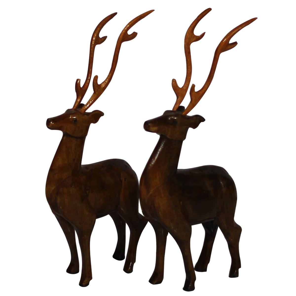 Wholesale 9” Set of 2 Wooden Reindeer Figurine/Sculpture with Detachable Antlers - Bulk Buy Handmade Animal Statue & Sculptures from India - Home & Office Decor Sculptures/Figurines/Gifts
