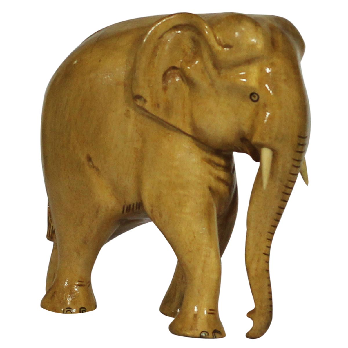 Wholesale Elephant Figurine in Light Brown Color - Buy in Bulk 6.3” Hand Carved Wooden Figurine/Elephant Statue - Unique Animal Decor Sculpture