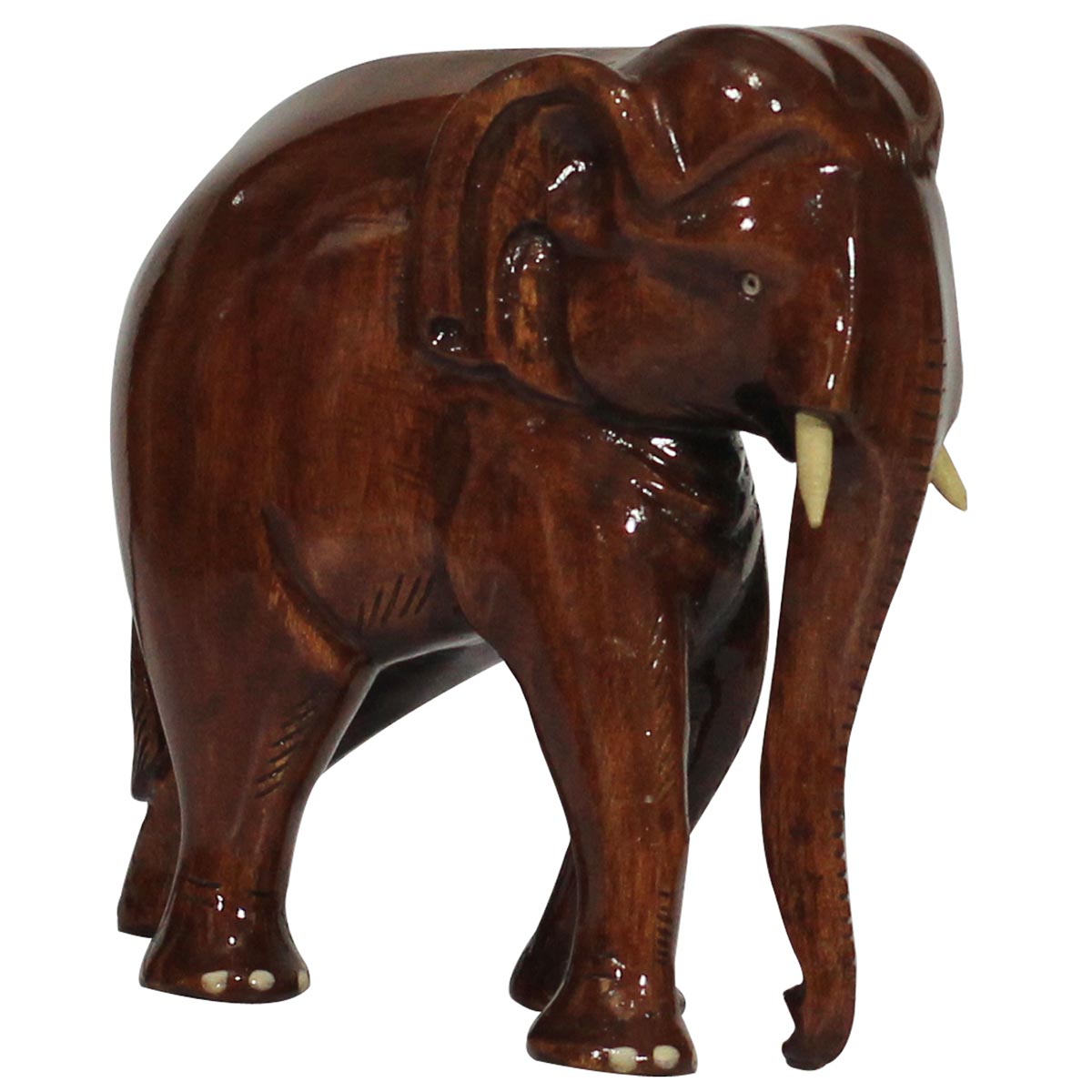 Wholesale Elephant Figurine in Brown Color - Buy in Bulk 6.3” Hand Carved Wooden Figurine/Elephant Statue - Unique Animal Decor Sculpture