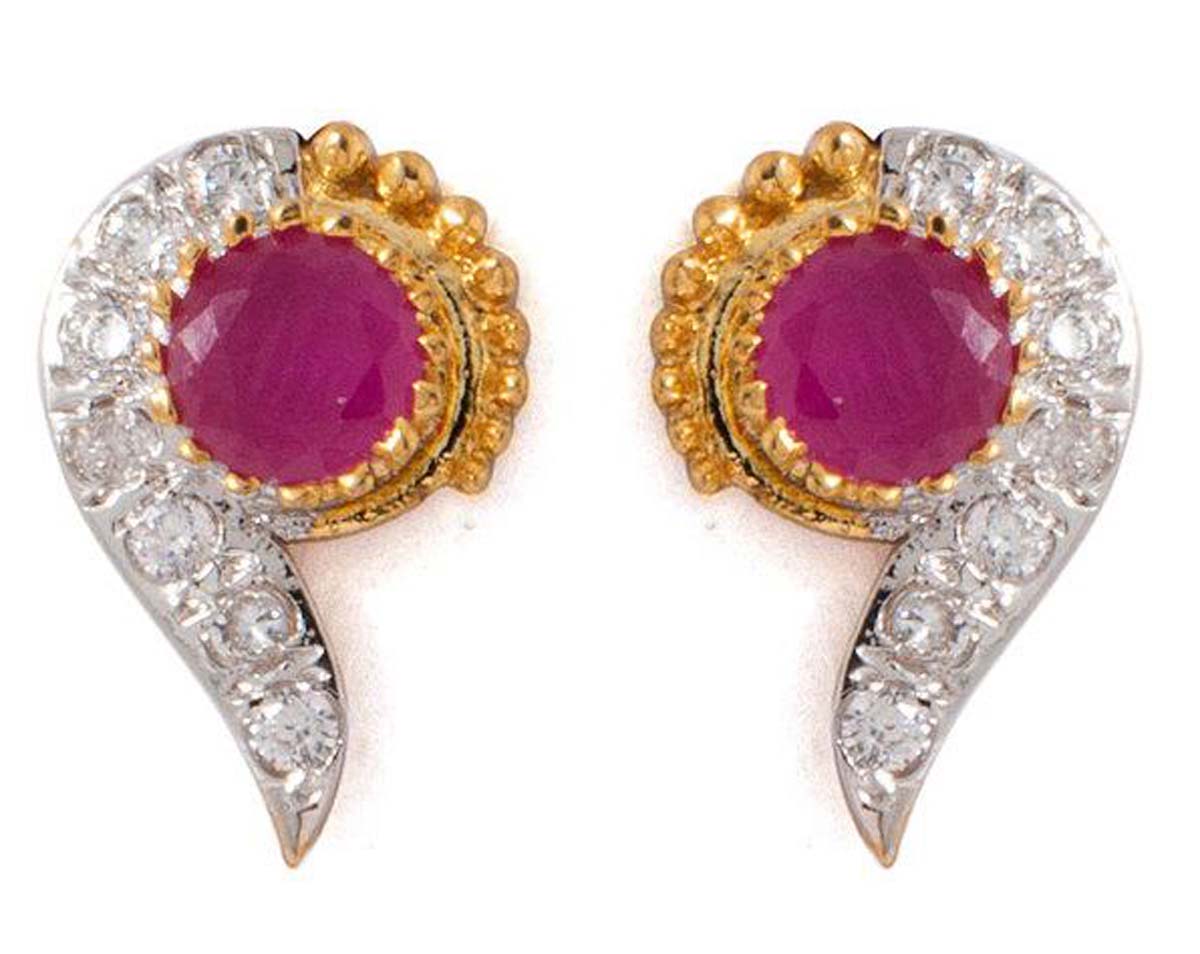 American Diamond Studded Earring Set – Faux Ruby Stone – Fashion Accessories – Ethnic Jewelry – Gifts from India
