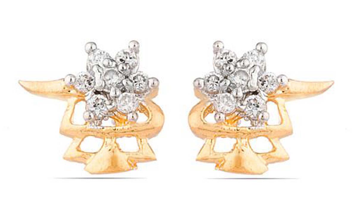 American Diamond Stud Earring Set – Intricate Abstract Pattern – Fashion Accessories – Stylish / Ethnic Jewelry – Gifts from India