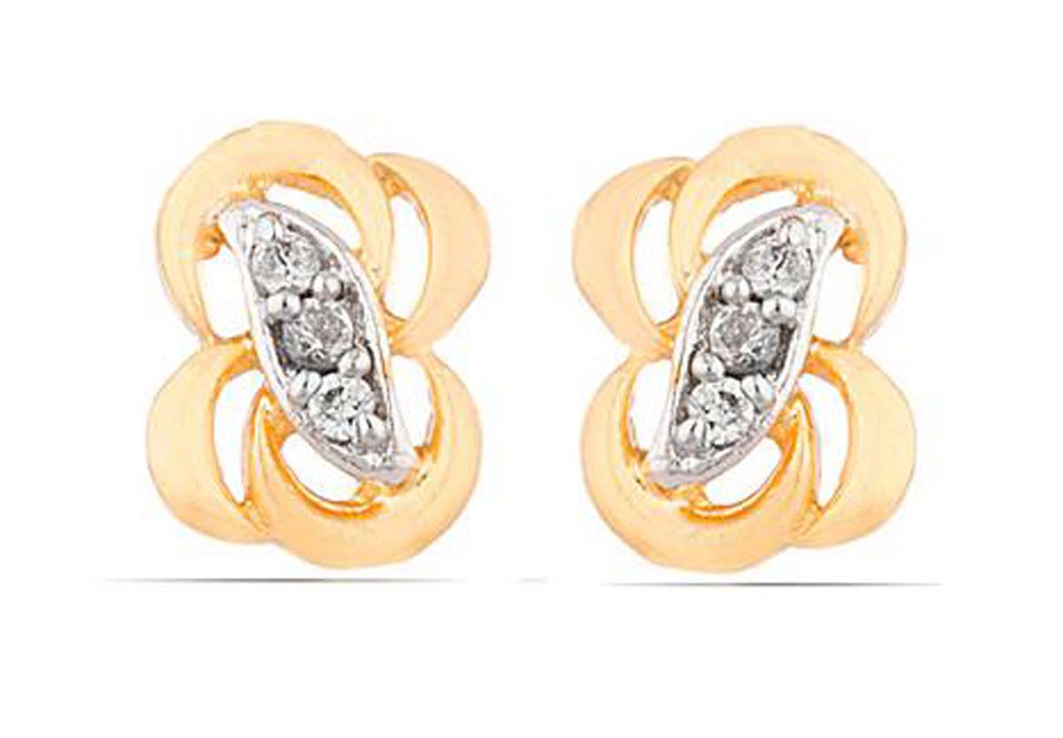 Pair of Stud Earrings – American Diamonds – Abstract Patterning – Fashion Accessories – Stylish / Ethnic Jewelry – Gifts from India