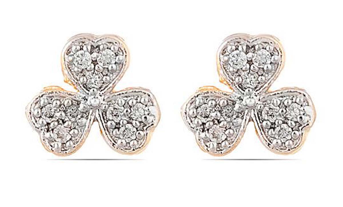 American Diamond Stud Earrings – Flower Motif – Unique Tops Earrings – Fashion Accessories – Stylish / Ethnic Jewelry – Gifts from India